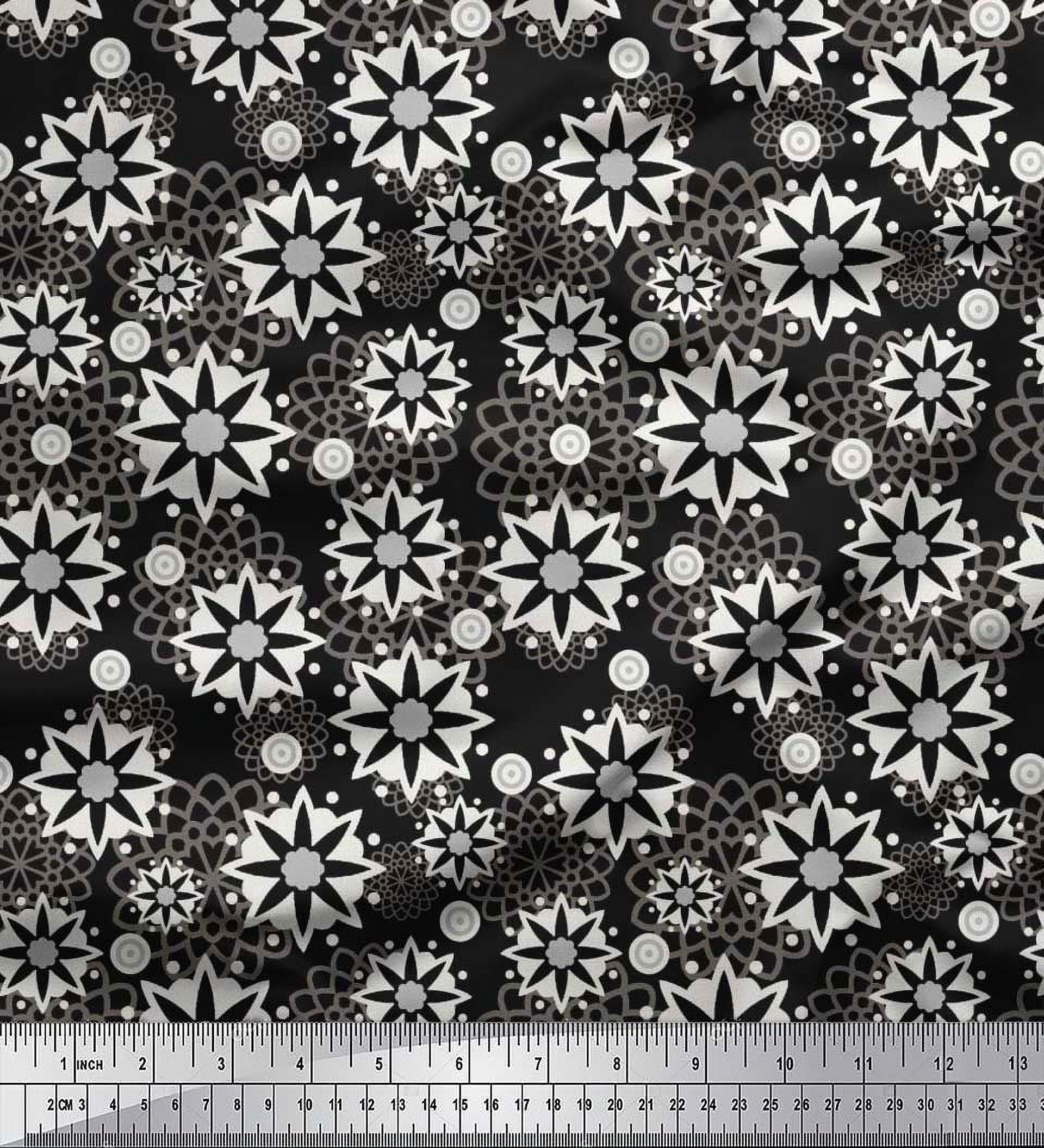 Soimoi Velvet Fabric Floral Mandala Fabric Prints by Yard 58 Inch Wide
