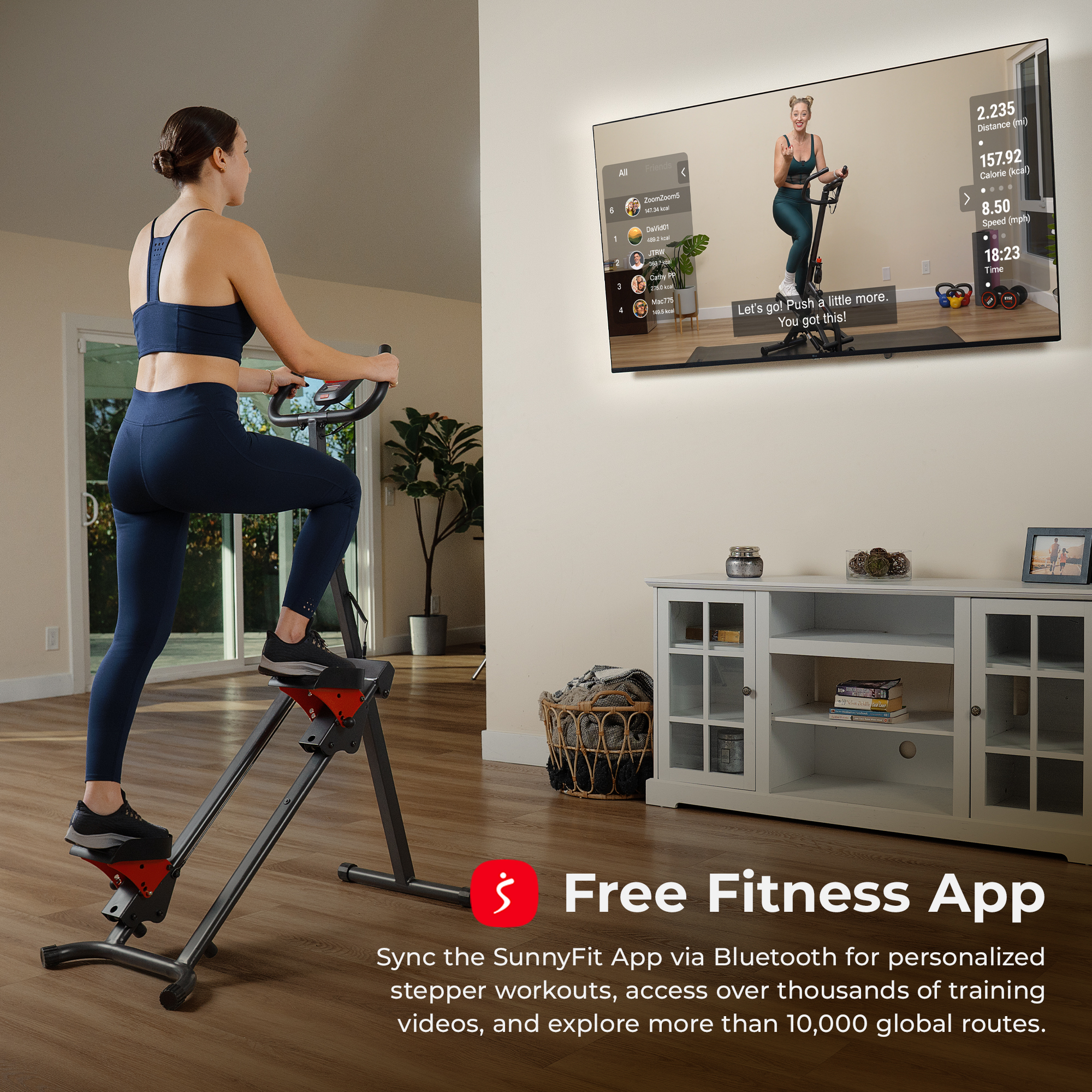 Machine d’entraînement Sunny Health & Fitness Smart Stepper pliable pour escaliers, grimpe verticale compacte avec pédales réglables