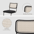 thumbnail image 4 of LivinVeluris Set of 2 Modern Rattan Dining Chairs, Mid-Century Dining Side Chairs, Cane Dining Chairs with Teddy Velvet, Armless Kitchen Chairs (Black Frame with Dark Gray Cushion), 4 of 5