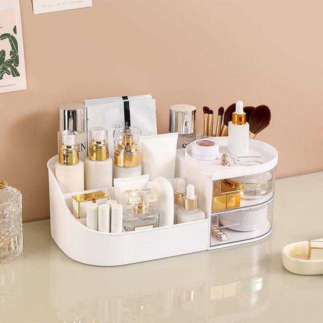 EGNMCR Cosmetic Desktop Storage Box Office Stationery Storage Rack With Drawer Plastic Lipstick Care Product Storage Rack Plastics desktop storage rack