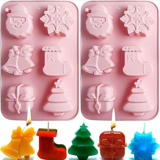 Dvkptbk Moules de Cuisson de Noël Noël Grands Moules de Cuisson de Noël pour Mini Gâteaux Savons Chocolats Gelée et Bougies avec Forme de Sapin de Noël Père Noël Bonhomme de Neige Gadgets de Cuisine
