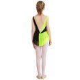 thumbnail image 2 of Yartina Children Girls Figure Skating Dance Bodysuit Color Block Ballet Leotard Dress Rhinestone Dancing Outfits Fluorescent Green 8, 2 of 7