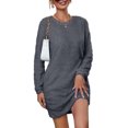 thumbnail image 1 of LUXUR Robe Chandail pour Femme Chandail en Peluche Chandail à Manches Longues Mini Robes Ample en Molleton Gris Foncé TG, 1 of 4