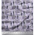 thumbnail image 1 of Soimoi Purple Rayon Fabric Men & Direction Compass Holiday Printed Craft Fabric by the Yard 42 Inch Wide, 1 of 3