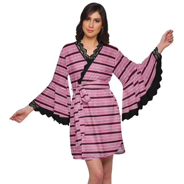 Moomaya Printed Robe For Women Dressing Gown Short Cotton Summer Bathrobe