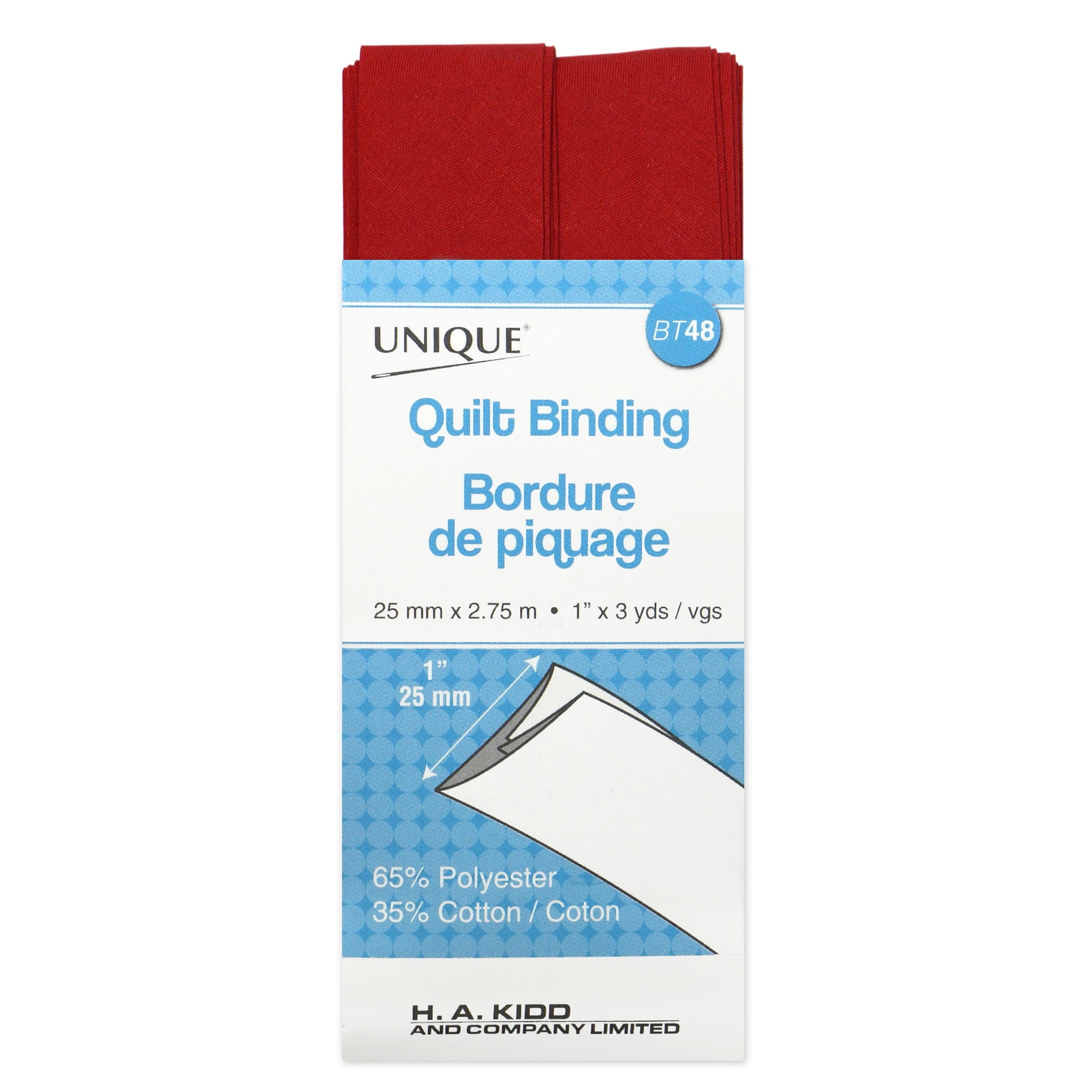 Unique - biais de finition - bleu - coton, polyester - 25 mm - 1 unité