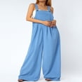 thumbnail image 3 of Wide Leg Overalls for Women Sleeveless Jumpsuits Suspender Overalls with Pockets, 3 of 6