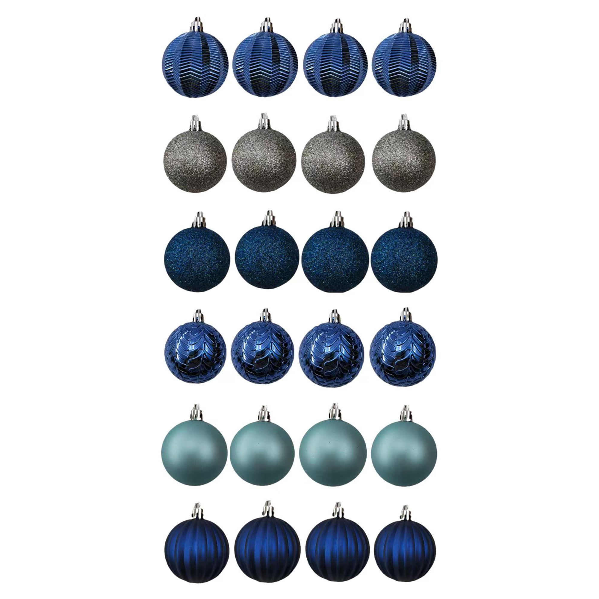 Décorations incassables Holiday Time, 24&nbsp;unités, bleu/bleu sarcelle/argenté
