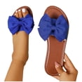 thumbnail image 3 of FRSASU Women's Bow Knot Slides Open Toe Flat Sandals Summer Beach Soft Slip On Slippers Blue, 3 of 5