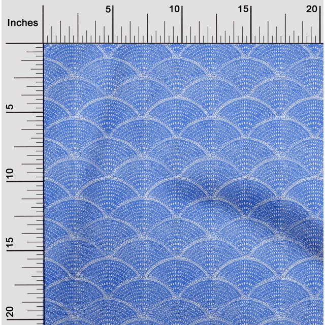 oneOone Cotton Flex Blue Fabric Block Sewing Material Print Fabric By The Yard 40 Inch Wide