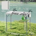 thumbnail image 3 of Outsunny Folding Fish Cleaning Table Camping Table with Sinks Faucet, White, 3 of 10