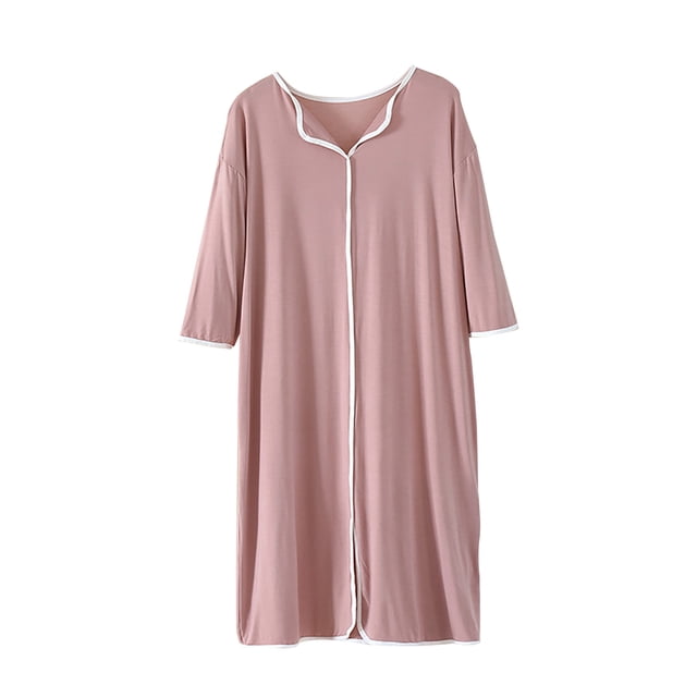 Amzcrzy Chemise de Nuit Grande Taille pour Femmes Manches Courtes Chemises de Nuit en Dentelle Robe de Nuit Boutonnée Robe de Pyjama Décontractée m-4TG