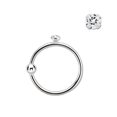 thumbnail image 1 of Nose hoop ring 22g 14k solid white gold with a fixed bead and a prong setting, 1 of 2