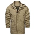 thumbnail image 3 of LSLJS Men's and Winter Plus Velvet Solid Color Zipper Pocket Warm Jackets( Khaki, XXXXL), 3 of 8