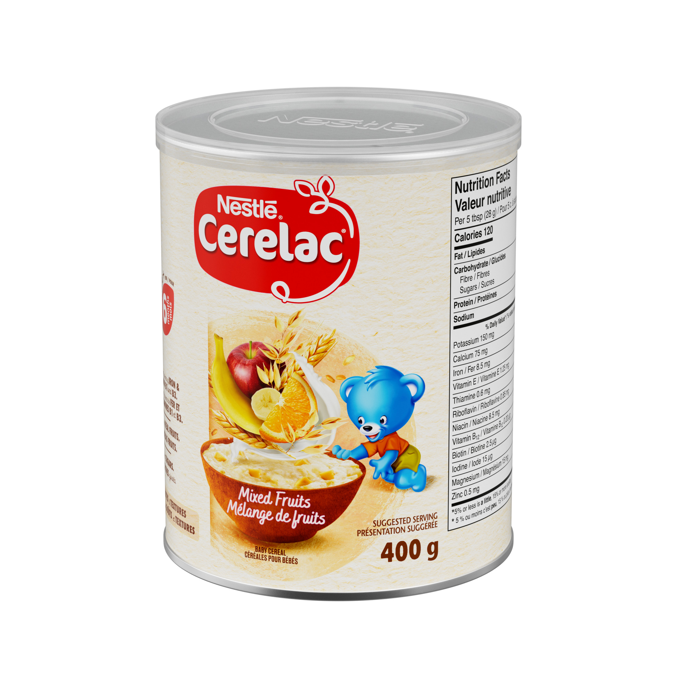 CERELAC Céréales Mélange de fruits, 6 mois et plus, fer, calcium, vitamines B1 et B3
