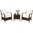 thumbnail image 2 of Costway 3 PCS Patio Wicker Rattan Furniture Set Coffee Table & 2 Rattan Chair W/Cushions, 2 of 10