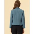 thumbnail image 4 of INSPIRE CHIC Blazer pour Femme à devant Ouvert Veste de Tailleur Courte d'Été pour le Travail Bleu Gris-Uni TP, 4 of 5