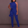 thumbnail image 2 of Yuyuzo Women's Jumpsuit Ruffle Strapless Mock Neck Solid Color High Waist Pants Clubwear Rompers, 2 of 7