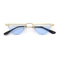 thumbnail image 1 of Funky Cropped Half Circle Flat Top Half Metal Rim Hippie Sunglasses Gold - Blue, 1 of 7