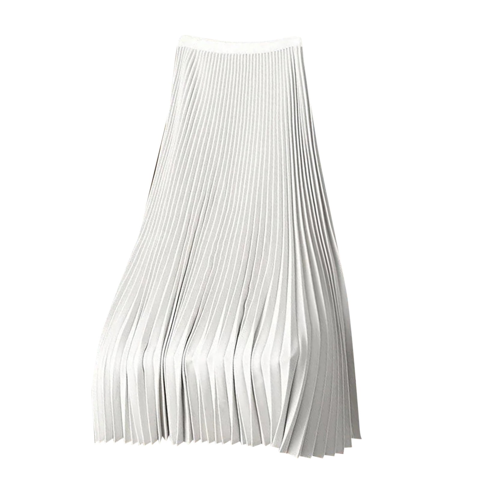 BLVB Women's High Waisted Pleated Maxi Skirt, Solid, Long