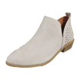 thumbnail image 1 of jovati Chaussures pour Femmes Rétro Couleur Unie Talon Bas Ajouré Bottines Courtes en Cuir, 1 of 9