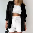 thumbnail image 2 of Timegard Tops for Women Lapel Neck Long Sleeve Button up Shirts Solid Color Fall Casual Loose Blouse, 2 of 4
