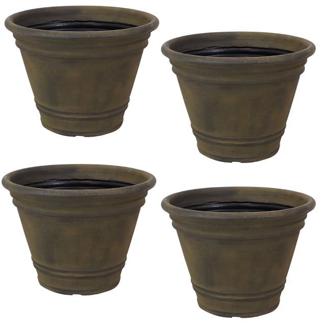 Sunnydaze Jardinière Extérieure Franklin - 20 Pouces - Fini Sable - Lot de 4