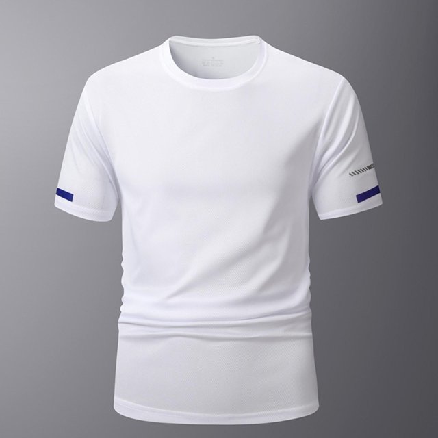 Mens Gym T-Shirts Summer Athletic Quick Drying Workout Top Compression Fit Short Sleeve Crew Neck Running Basketball Shirt