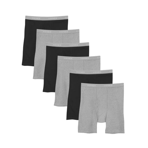 Hanes Mens Tagless Boxer Briefs 6-Pack, 2XL, Assorted