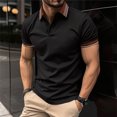 thumbnail image 1 of Chemises pour Hommes Chemise à Manches Courtes à Rayures avec Col Rabattu et Boutons, 1 of 1