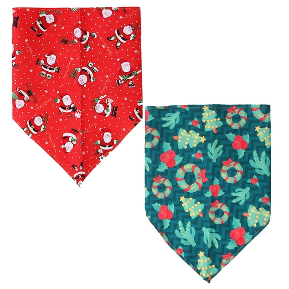 Breathable Pet Triangle Scarf Bibs, Full of Christmas Element Patterns, for Dogs and Cats