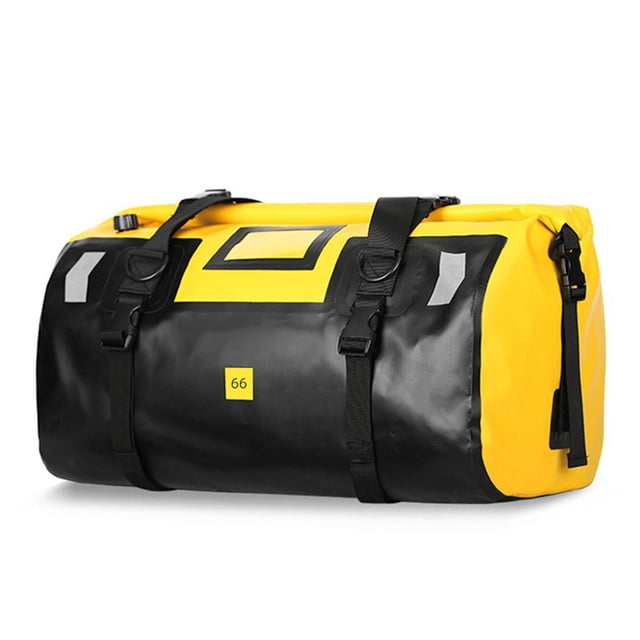 Graflsoa 66L PVC Motorcycle Rear Seat Dry Bag with Quick Release Straps, Yellow, 60x37x39cm, Waterproof Duffle for Bikes
