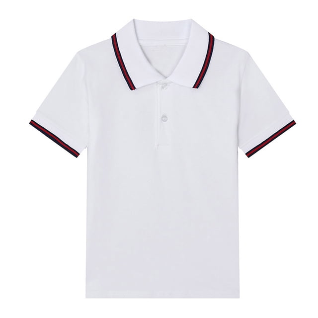 Polos pour Garçons Chemises Unies Chemises d'Uniforme pour Garçons Polo d'Été Hauts à Manches Courtes 6-7 Ans Mode Garçons