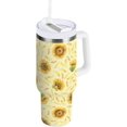 thumbnail image 1 of Gobelet de 30 oz avec Poignée, Couvercle et Paille, Gobelet d'Eau Isolé, Tasse d'Eau en Acier Inoxydable, Tasse/bouteille Réutilisable, Compatible avec Porte-Gobelet, Tournesols Jaunes, 1 of 6