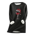 thumbnail image 1 of IROINID Liquidation Chandail de Noël pour Femmes Imprimé Manches Régulières Automne Hiver Ample Vacances Détente Manches Col Rond Chemise Hauts,Noir, 1 of 5
