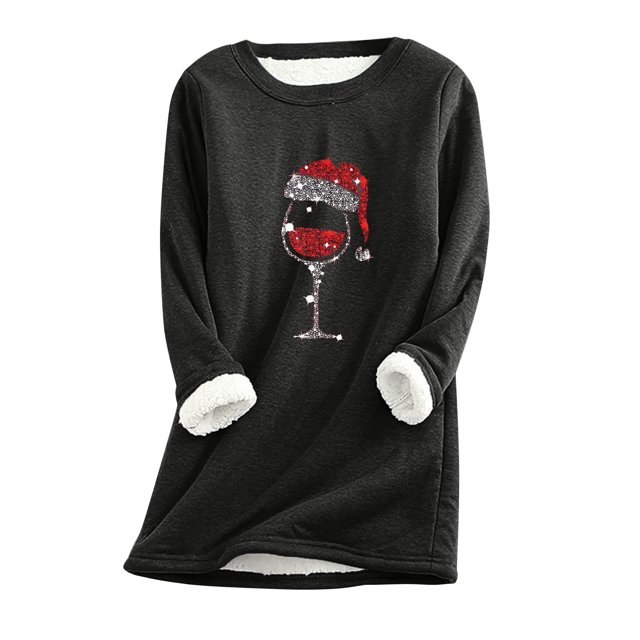 IROINID Liquidation Chandail de Noël pour Femmes Imprimé Manches Régulières Automne Hiver Ample Vacances Détente Manches Col Rond Chemise Hauts,Noir