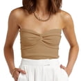 thumbnail image 2 of Yuyuzo Tube Tops for Women Strapless Sleeveless Shirts Ribbed Knit Going out Tops Slim Fitted Basic Tees, 2 of 5
