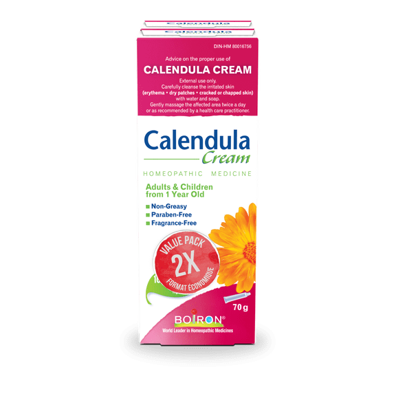 Boiron Crème à la Calendula – Médicament Homéopathique pour la Prévention et le Soulagement des Plaies Mineures, des Brûlures et de la Peau Irritée (Érythème / Zones Sèches / Peau Fissurée Ou Gercée) 2x70 g