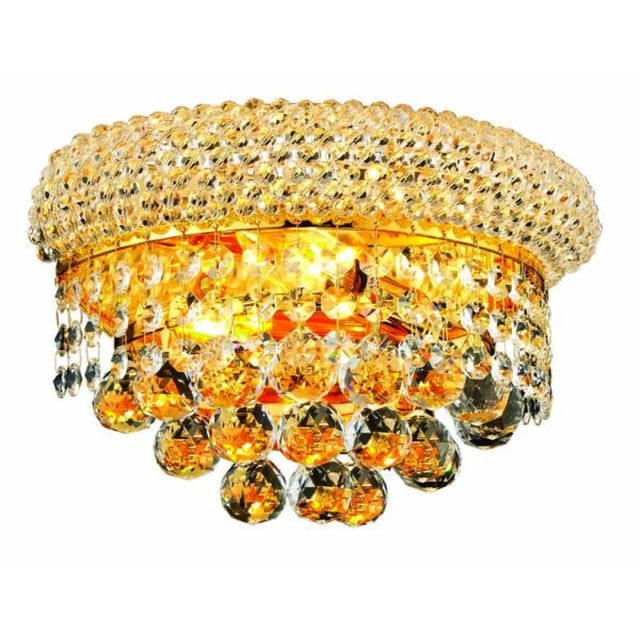 Elegant Lighting Primo Transitional 2 Light E12 Gold Wall Sconce Crystal