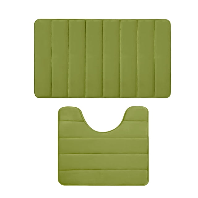 zanvin Bathroom Accessories Memory Foam Bath Mat Set Bathroom Rugs Practical for 2 Pcs Toilet Mats Soft Comfortable Water Absorption Non slip Thick Machine Washable Easier to Dry DarK