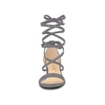 thumbnail image 2 of BLISSFUL STEP Women's Open Toe Lace up Sandals Mid Block Heels Sandals Grey 9, 2 of 8