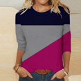 thumbnail image 2 of FAIWAD Women's 3/4 Sleeve Tunic Tops Round Neck Color Block Basic Loose Tops Casual Trendy Spring Summer Tops, 2 of 5