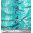 thumbnail image 1 of Soimoi GreenPolyester Crepe Fabric Stripe & Paisley Print Fabric by Yard 52 Inch Wide, 1 of 3