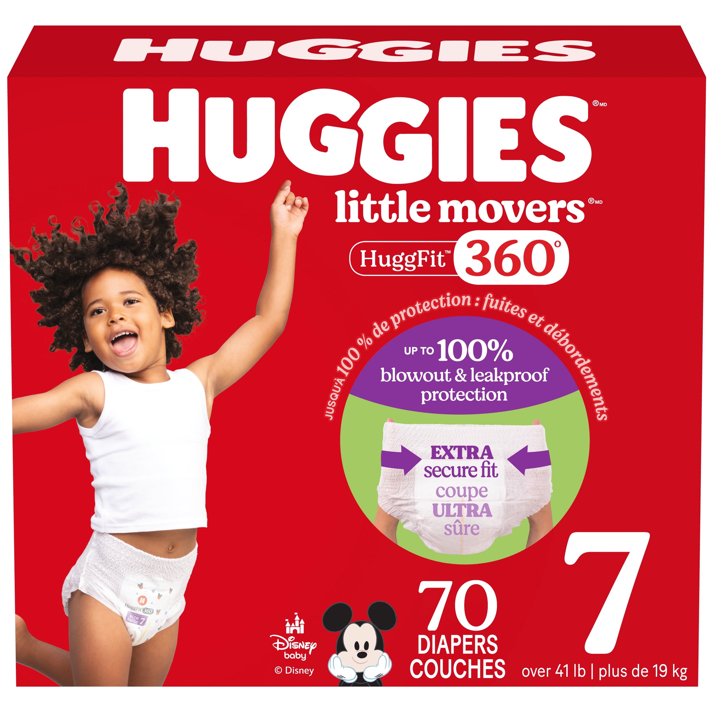 Couches pour bébé Huggies Little Movers HuggFit 360° avec ceinture 360°, tailles 3-7, 136-70 unités