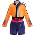thumbnail image 1 of 3PC Girls Rock Star Stage Costume Halloween Jacket T-Shirt Shorts Set, Size 7-8Y, 1 of 7