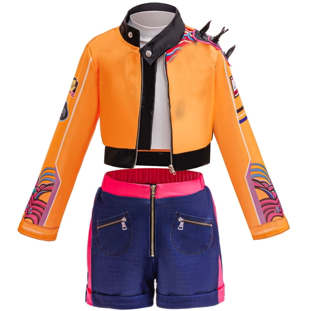 3PC Girls Rock Star Stage Costume Halloween Jacket T-Shirt Shorts Set, Size 7-8Y