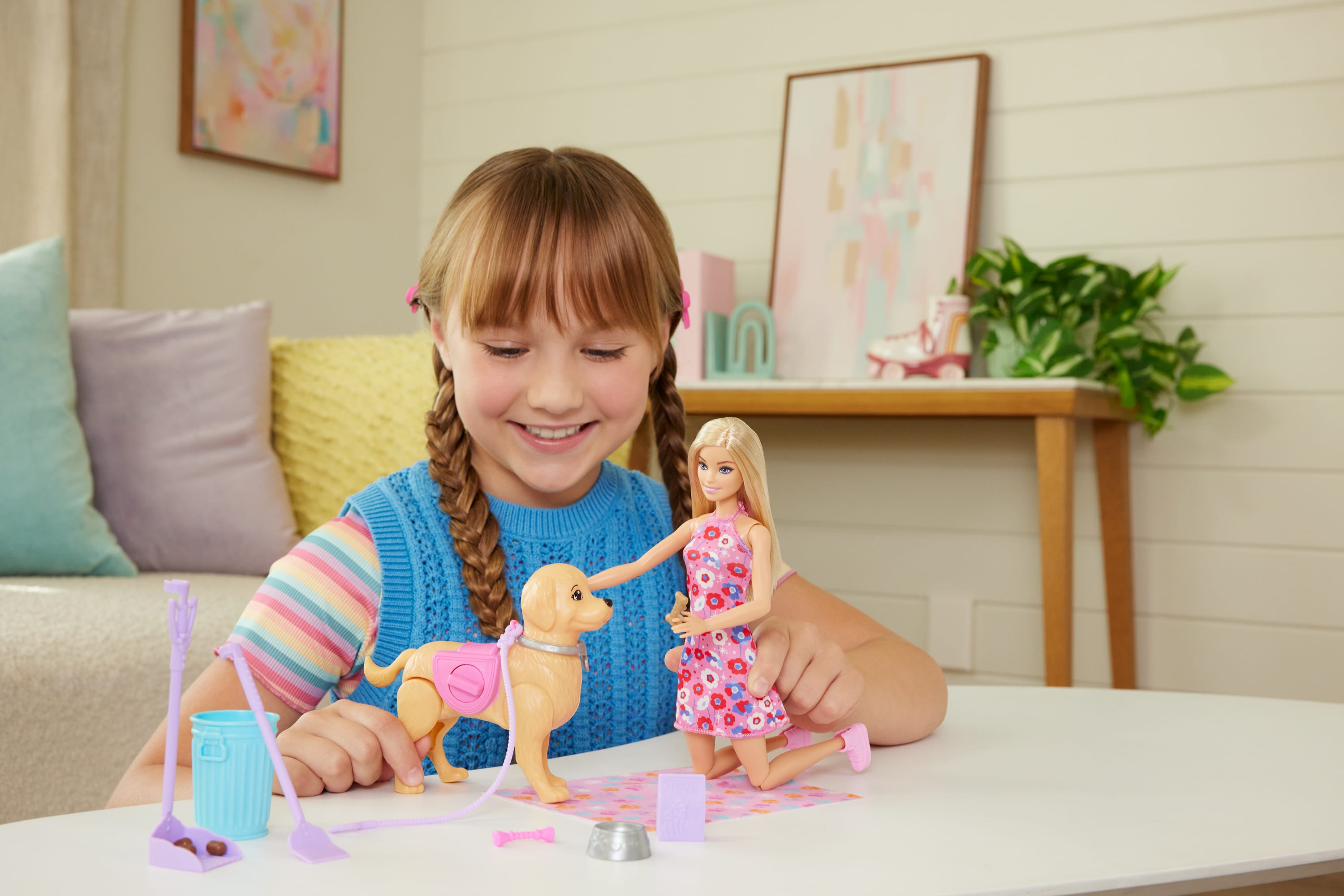 Barbie-Coffret Barbie “Malibu” et son chiot Promenade et Besoins