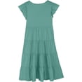 thumbnail image 4 of Robe Fille Manches Volantées Robes d'Été Ligne A à Volants Évasée Robe Verte Robe de Fête pour Filles, 4 of 7