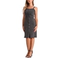 thumbnail image 2 of INSPIRE CHIC Robes en Denim pour Femmes à Boutons Sans Manches à Encolure Cœur Robes Midi en Jean Gris P, 2 of 6