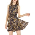 thumbnail image 1 of INSPIRE CHIC Robes en Mousseline pour Femmes CHIC à Smocks Robe Mini Trapèze Sans Manches à Fleurs TG Bleu Marine, 1 of 8